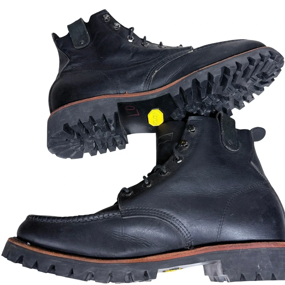 Levi's Moc Toe Boots Mens 11 Black Leather Handcrafted USA Vibram Lug 515063-62Q